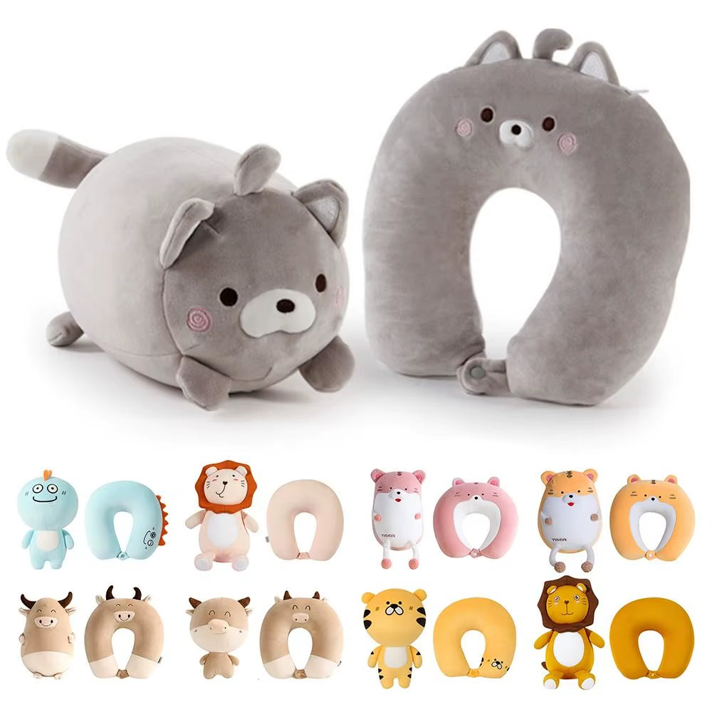 2 In-1 U-Shape Cute Penguin Neck Pillow Travel Neck Pillow Changable Cartoon Neck Pillow for Camping Hiking