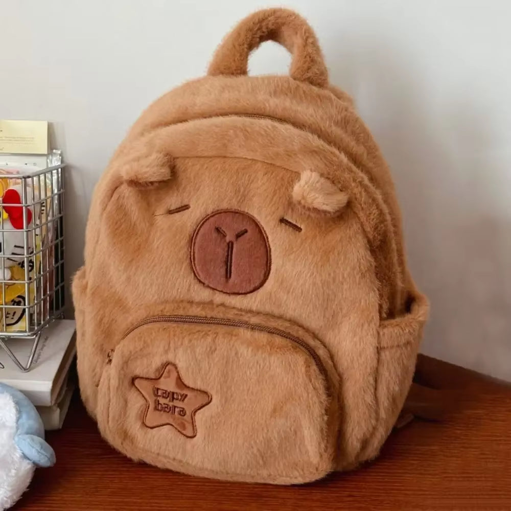 Kawaii Capybara Plush Backpack for Women Versatile Cartoon Funny Capibala Crossbody Bag Alrge Capacity Tote Bag