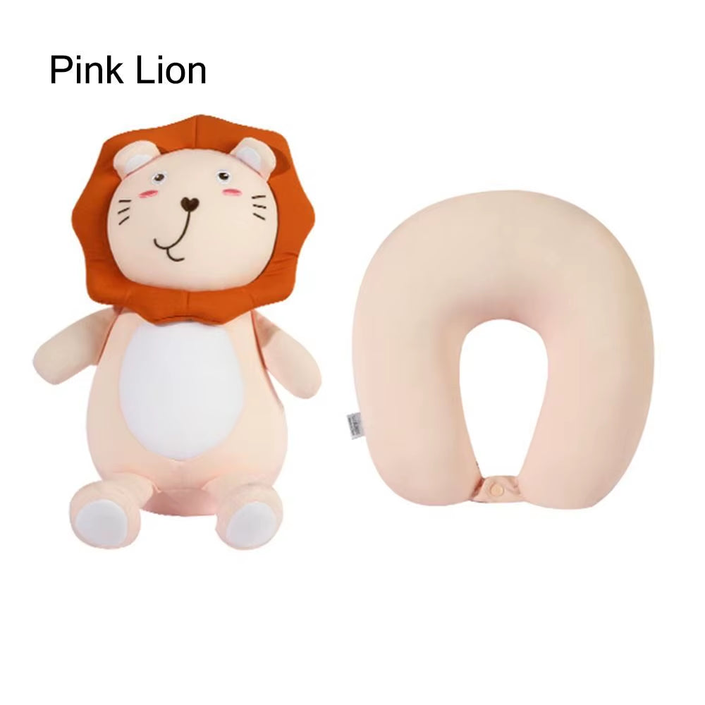 2 In-1 U-Shape Cute Penguin Neck Pillow Travel Neck Pillow Changable Cartoon Neck Pillow for Camping Hiking