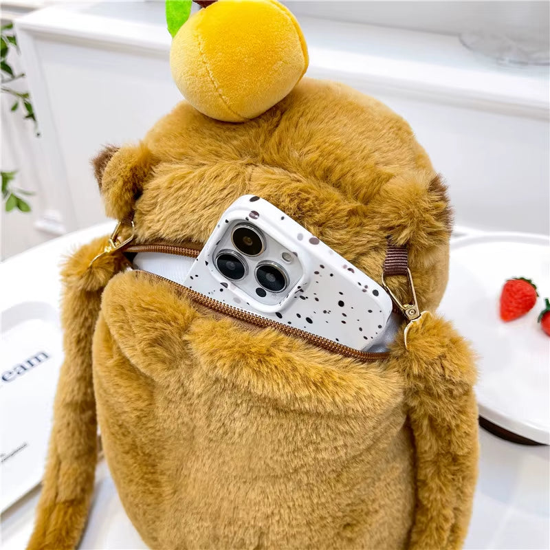 Cute Soft Plush Capybara Backpack Girl Fashionable Crossbody Bag for Women Kawaii Shoulder Bag for Children Gifts for Girlfriend